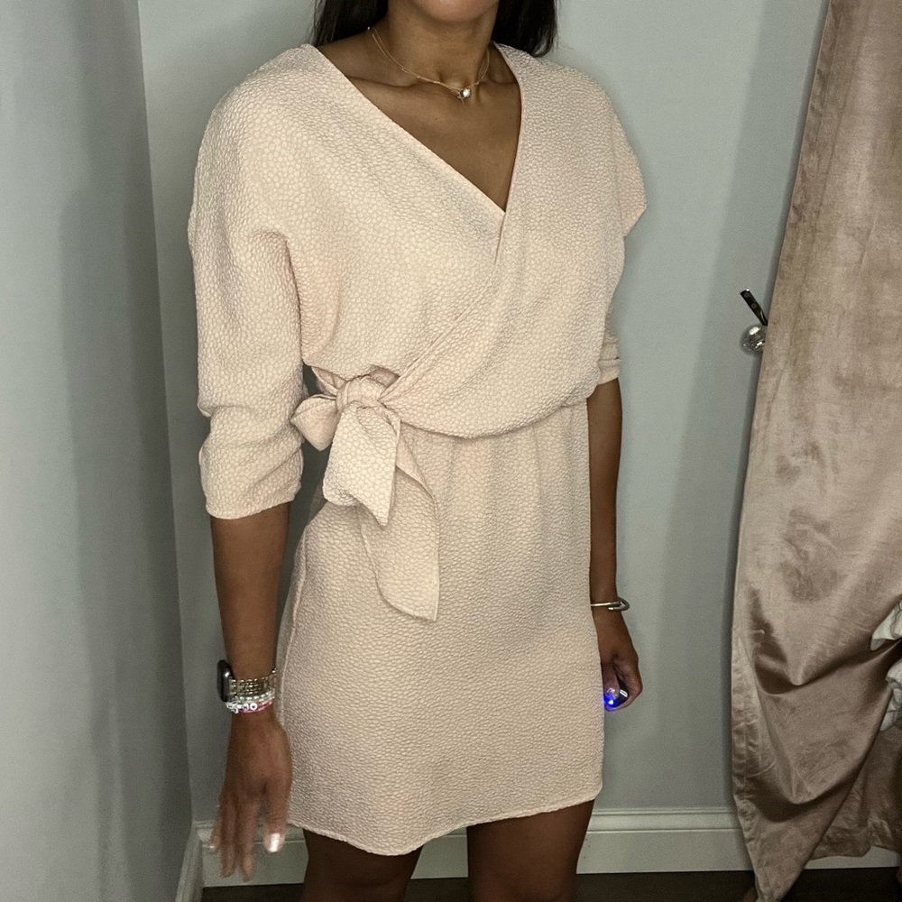 Bar III Light Pink Faux Wrap Mini Dress